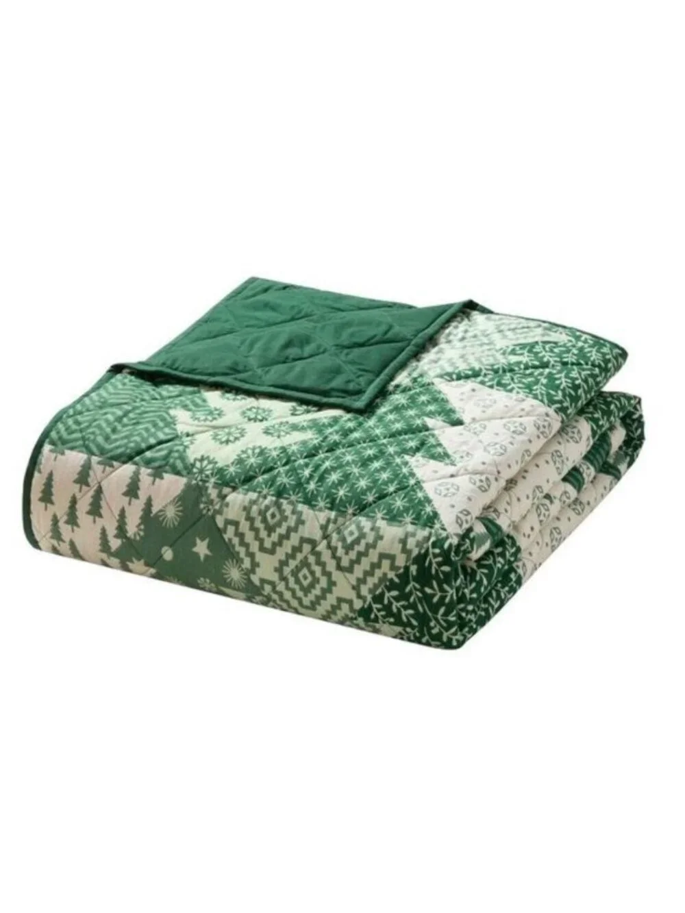 Hallmark Full/Queen Flannel Tree Print Quilts Green